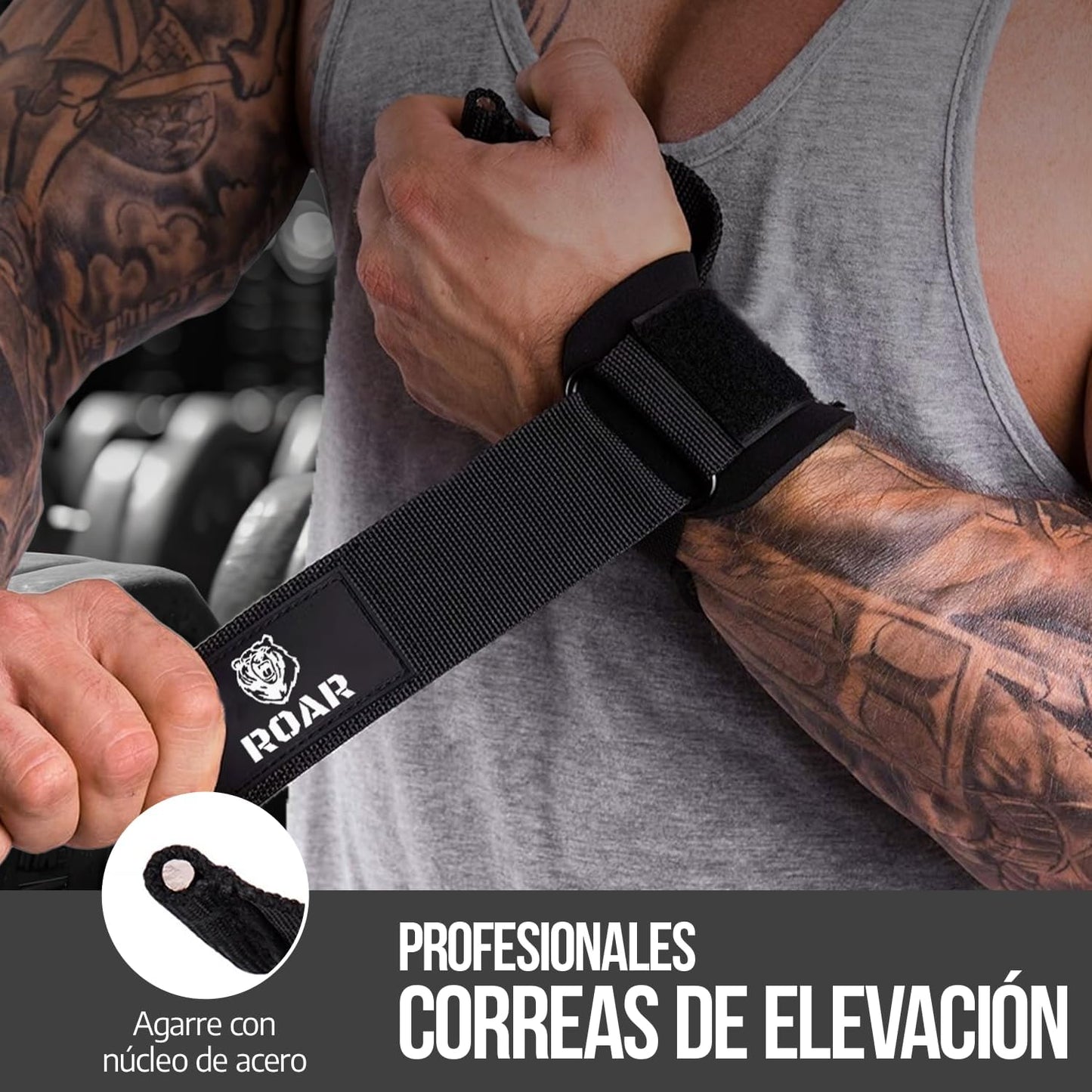 Straps Cortos Profesionales Gym Antideslizantes