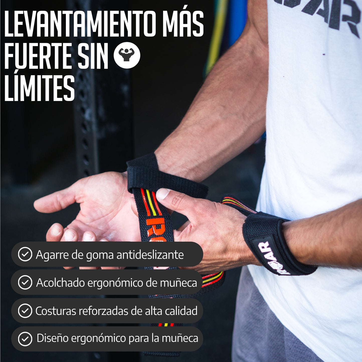Straps Profesionales Gym Antideslizantes ROAR