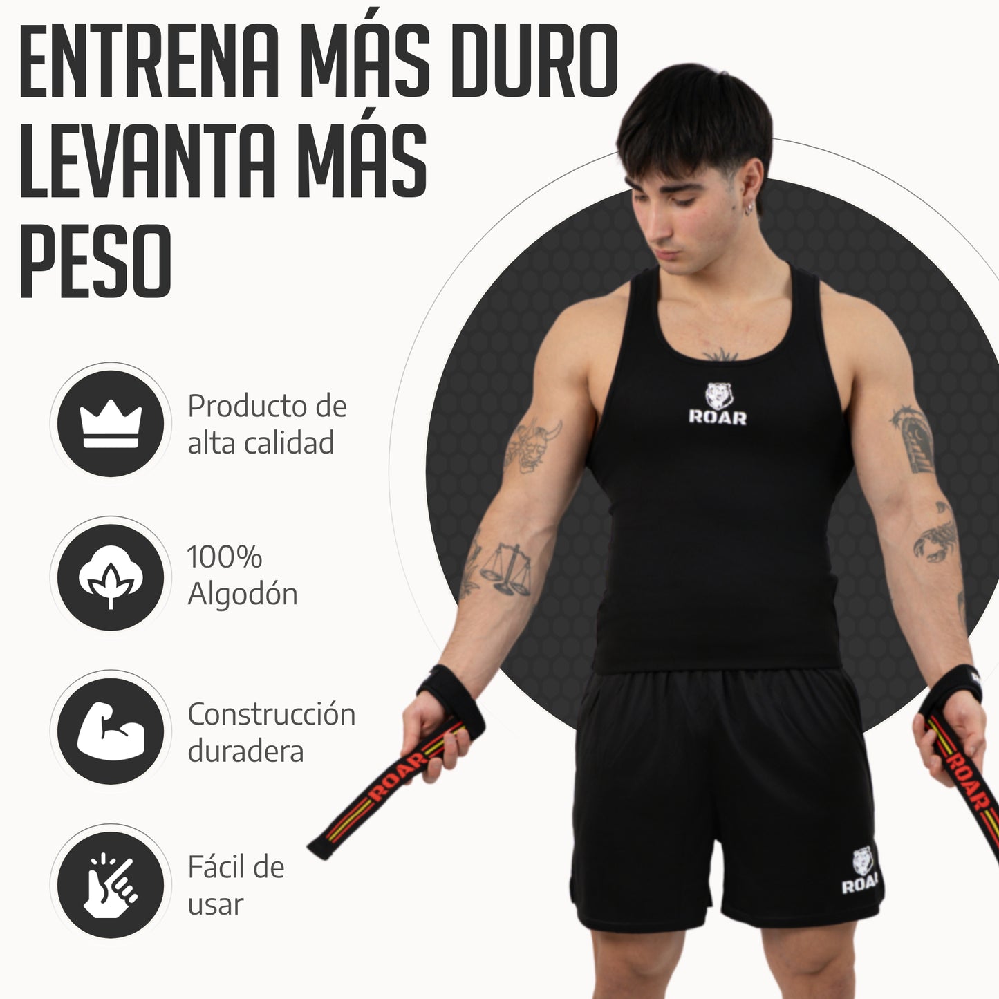 Straps Profesionales Gym Antideslizantes ROAR