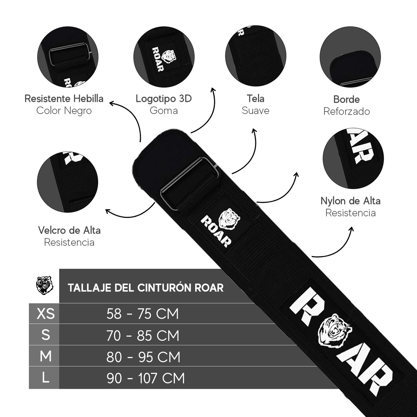 Cinturon Lumbar Gimnasio V2 - Gym, Crossfit ROAR