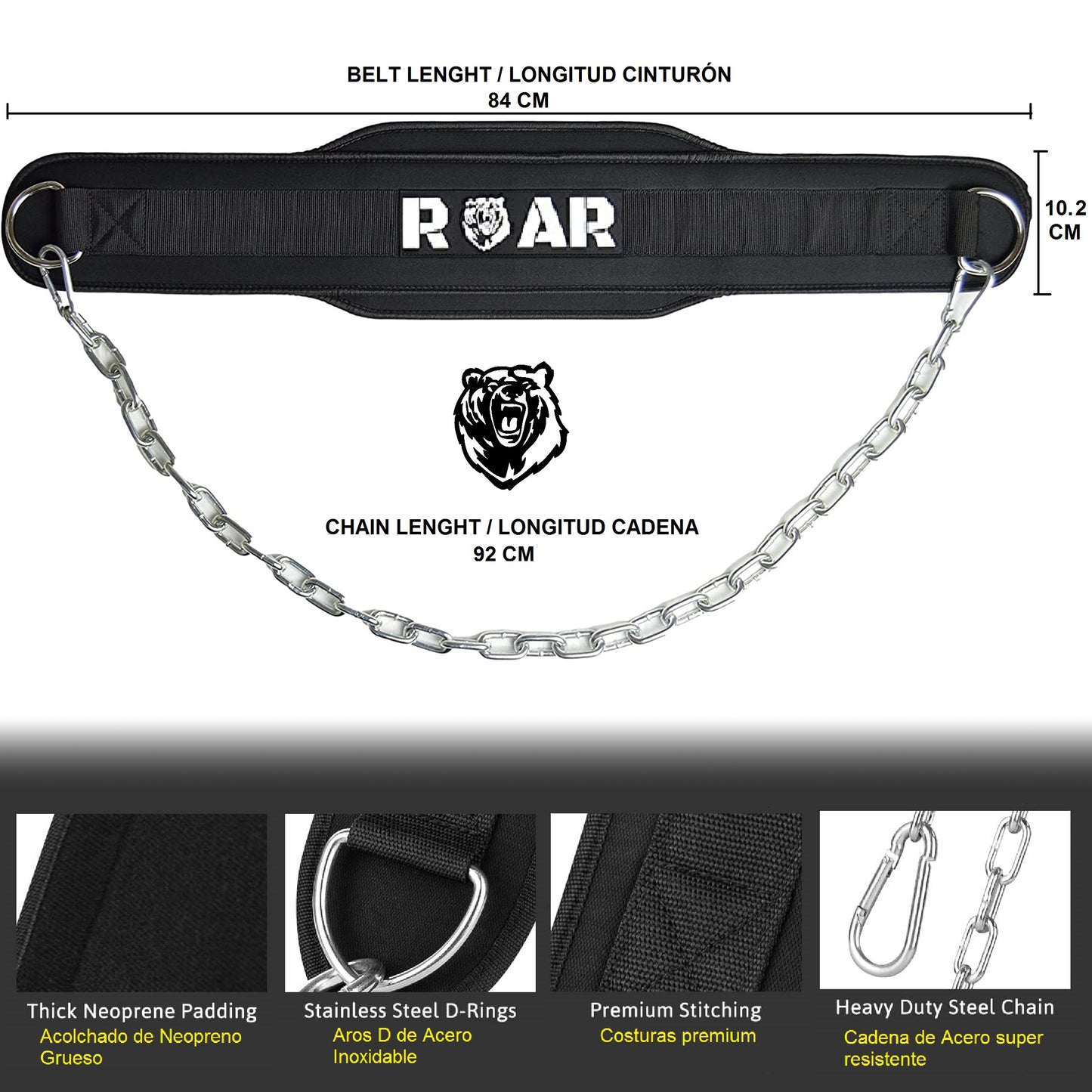 Cinturón Lastre Powerlifting Resistente para Calistenia y Crossfit ROAR
